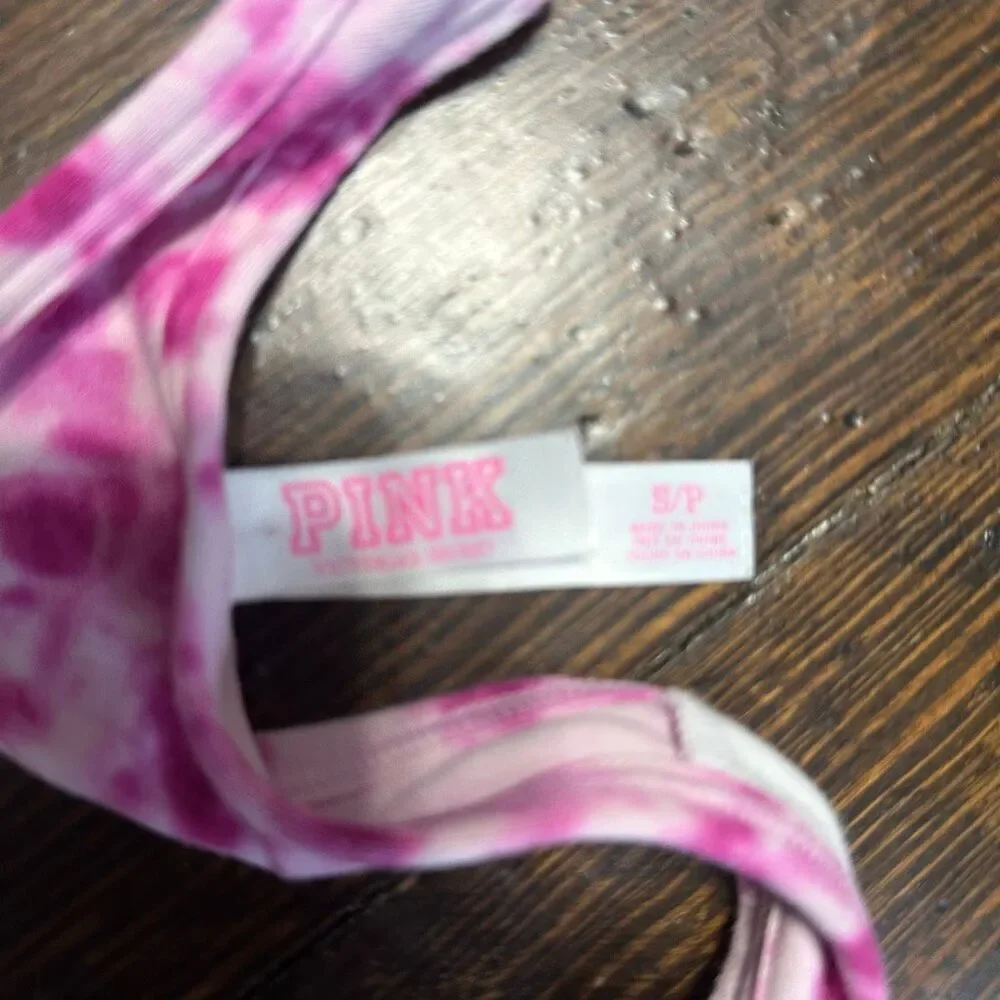 Victoria’s Secret sporty racerback pink tie dye wireless sports bra